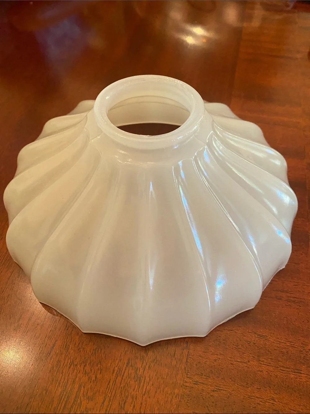 Milk Glass Ribbed Umbrella Pendant Light Shade 2.25” Fitter —Grayish Tint